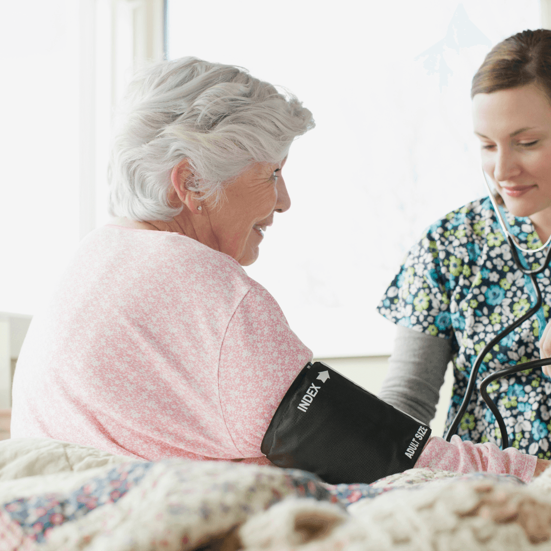 Registered Nurse Performing initial evaluation and assessment and taking vital signs including blood pressure